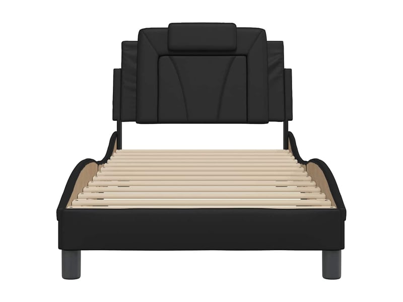  Lit simple- lit adulte -  cadre de lit viana sans matelas noir 90x190 cm similicuir  - Conforama C