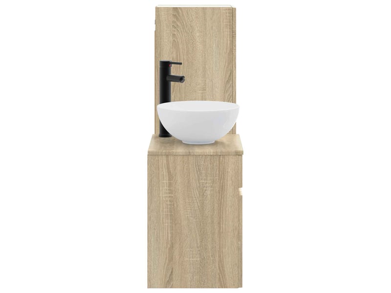  Ensemble de mobilier de salle de bain 2 pcs chêne sonoma shl666  - Conforama D