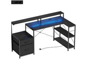 Bureau gaming DESMIU 165 cm coloris noir