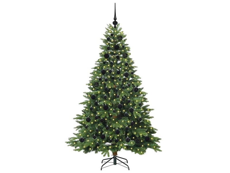  Sapin de noël artificiel, arbre de noël avec 300 led vert 180 cm pe et pvc shl6234  - Conforama C