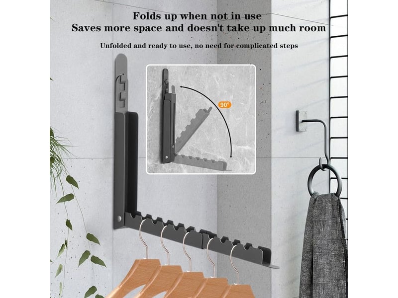  Lot de 2 crochets muraux pliables en aluminium - tringle à vêtements murale pour balcon, salle de bain, buanderie  - Conforama C