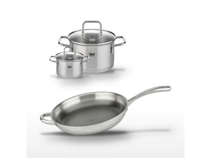Lot poêle 32 cm et 2 faitouts 2012 cm elo relief evolution