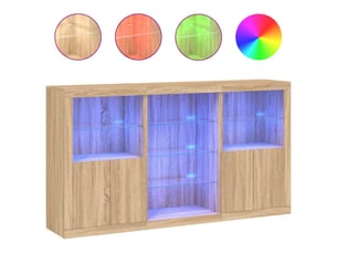 Buffet - bahut - meuble de rangement avec lumières led chêne sonoma 181,5x37x100 cm