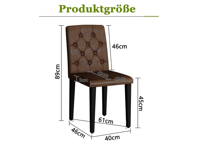  Lot de 4 chaises de salle à manger 42x46x89 cm, métal noir, tissu marron, d'assise agréable, chaise cuisine rétro  - Conforama C
