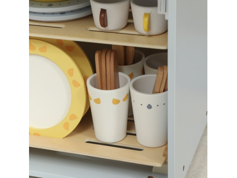Lave-vaisselle jouet pour enfants 36x26x52 cm, 32 accessoires, mdf, bleu clair - Conforama E