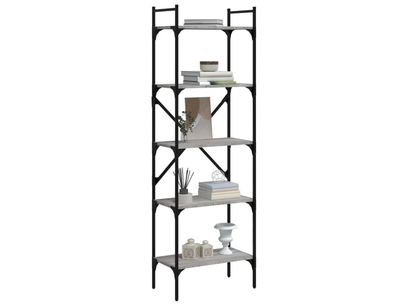  Bibliothèque à 5 niveaux, armoire à livres sonoma gris 56x31,5x174 cm  - Conforama C