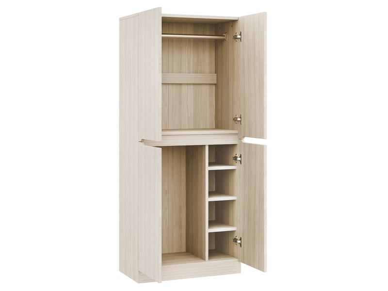  Armoire dressing 70 x 40 x 170 cm – bois clair – double porte, penderie et rangements fonctionnels  - Conforama D
