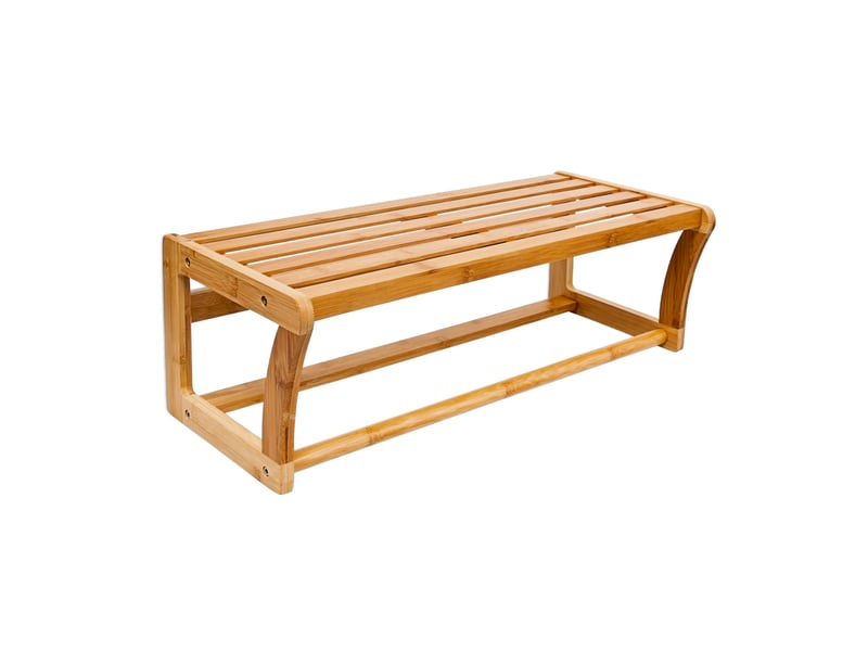  Étagère porte-serviettes murale pratique salle de bain 60 x 25 x 15 cm en bambou naturel 13_0003091  - Conforama A