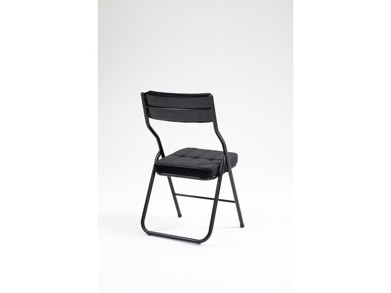  Lot de 2 chaises pliantes rembourrées 46x47x80 cm, sans montage, dossier incurvé 110°, assise en velours, structure acier renforcée, noir  - Conforama E