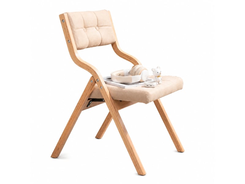  Chaises de salle à manger lot de 2 pliantes avec dossier rembourré  - assise large en bois, kaki  - Conforama A