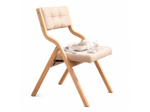 Chaises de salle à manger lot de 2 pliantes avec dossier rembourré  - assise large en bois, kaki