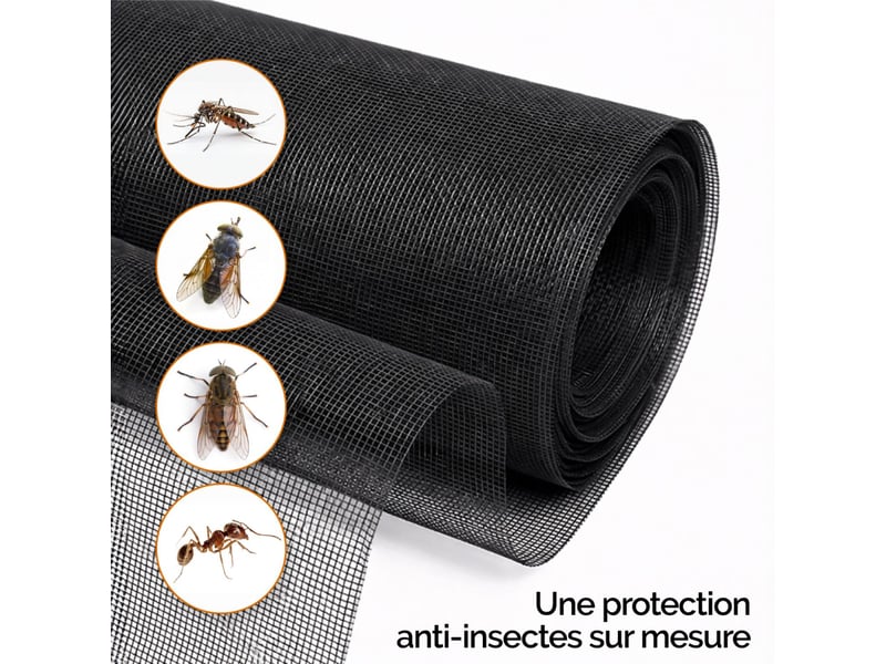  Moustiquaire découpable, ajustable pour porte ou fenêtre - 120 x 250 cm - noir  - Conforama D