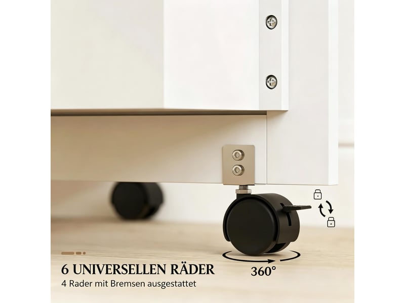 Meuble de rangement pliable sur roulettes, 2 portes magnétiques, 4 bacs - Conforama E