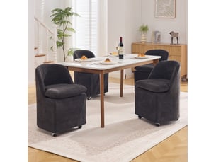 Lot de 2 chaises de salle à manger pivotante chenille 53x53,5x78,5 cm gris