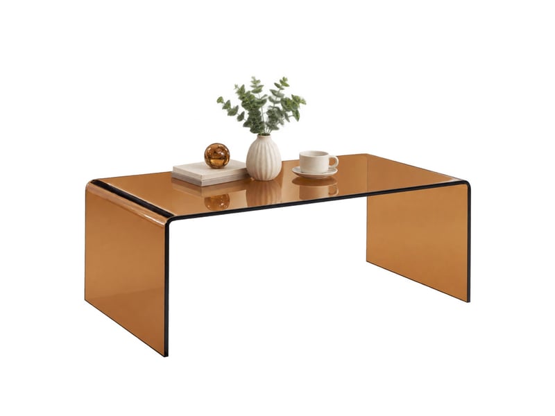 Table basse 100x50x35 cm en verre trempé marron chicfurn - Conforama A