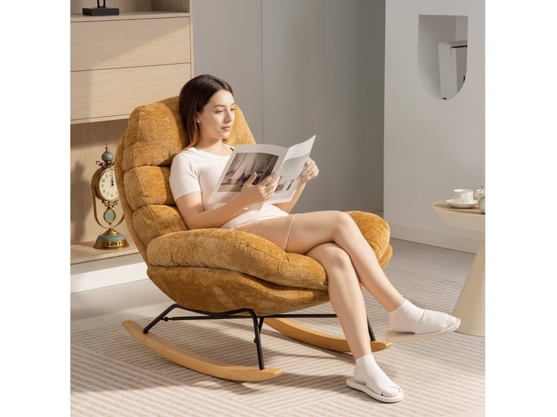  Fauteuil à bascule modenvie rembourré jaune 80 x 103 x 91 cm polyester  - Conforama D