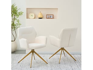 Lot de 2 chaises de salle à manger pivotantes 53,5x45x84 cm pieds en métal blanc crème