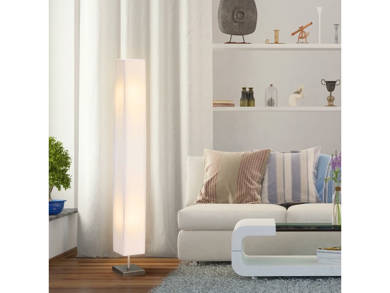  Lampadaire moderne, lampadaire de salon, tissu, 14 × 14 × 120 cm, blanc  - Conforama C