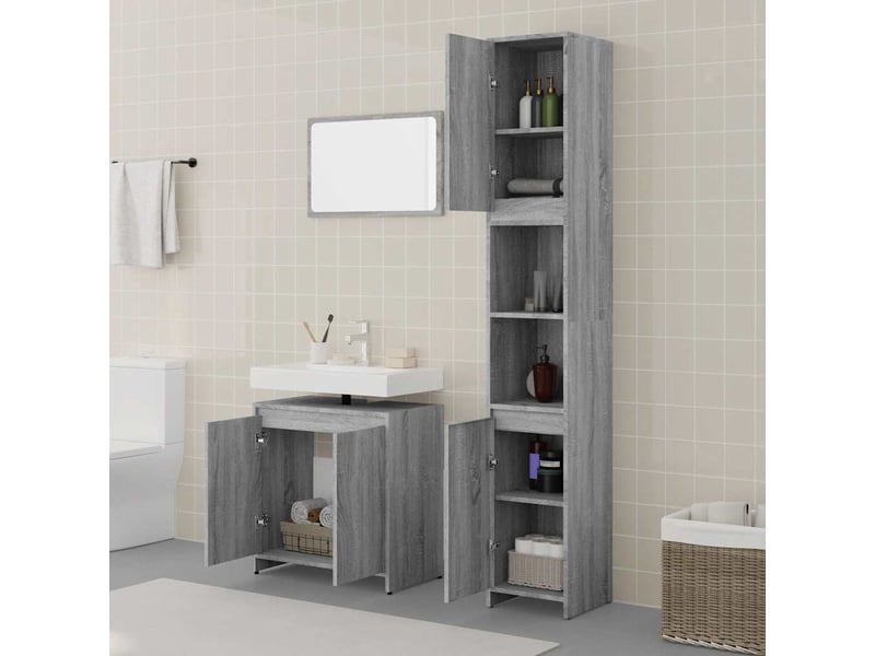  Ensemble de meubles de salle de bain 3 pcs sonoma gris cf63808  - Conforama C