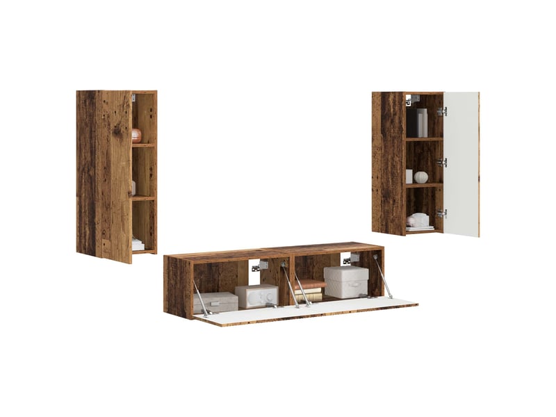  Ensemble meuble tv - banc tv - meuble de rangement 2 pcs bois ancien bois d'ingénierie  - Conforama C