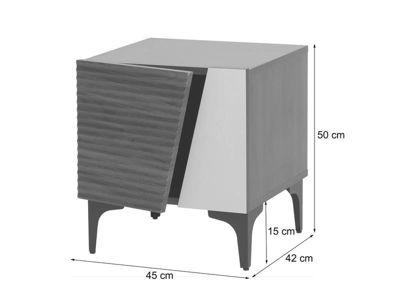  Table de chevet hwc-q83, commode, table d'appoint, armoire, compartiment de rangement à structure 3d, mdf mélaminé, 50 x 45 x 42 cm - aspect noyer clair  - Conforama C