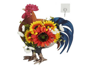 Couronne de porte rustique en forme de poule, magnifique guirlande murale en forme de tournesol simulé, décoration pour la ferme, le jour de l'in