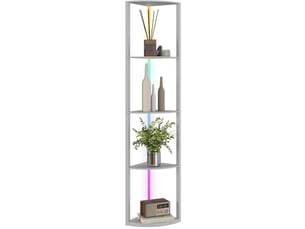 Lampadaire led 42 x 29,5 x 163 cm en mdf et plastique avec étagère à cinq niveaux rgb gris chicfurn