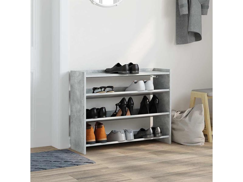  Meuble à chaussures, étagère à chaussures gris béton 80x25x62 cm bois d'ingénierie  - Conforama C