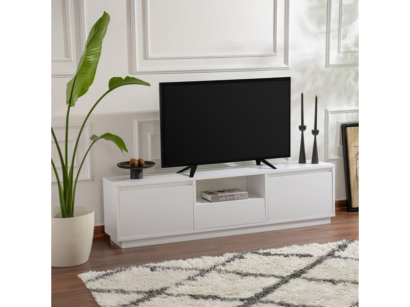  Meuble tv 3 portes 1 niche blanc  - Conforama B