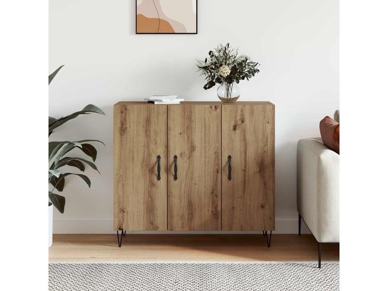  Buffet - bahut - meuble de rangement chêne artisanal 90 x 32,5 x 80 cm bois d'ingénierie  - Conforama D