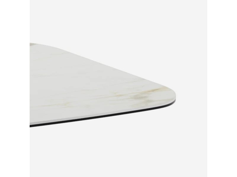  Table de salle à manger fixe en céramique sur verre 200x100 halo - blanc - marbre calacatta  - Conforama D