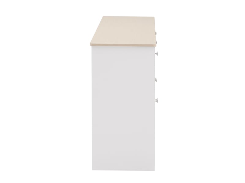 Buffet 4 portes et 3 tiroirs avec étagères réglables pour salle à manger en mdf 160×37×75 cm blanc et bois - Conforama D