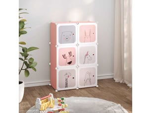 Armoire de rangement pour enfants avec 6 cubes rose pp