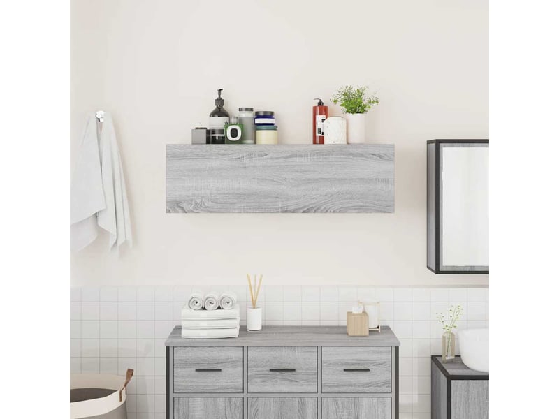  Armoire murale de bain, meuble de rangement sonoma gris 100x25x30 cm bois ingénierie  - Conforama C