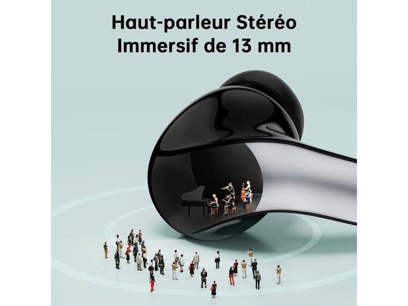  Ecouteurs bluetooth 5.3 sans fil true wireless noirs x15 avec micro et boitier led  - Conforama D