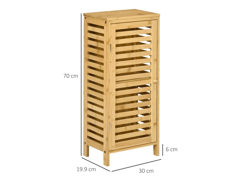  Meuble de salle de bain en bambou avec étagère réglable, 30 x 19,9 x 70 cm, couleur bois  - Conforama E