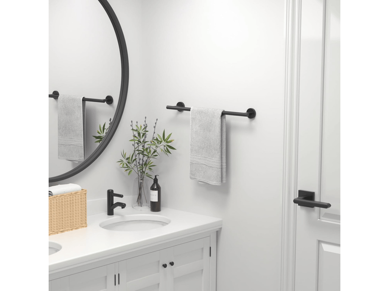  Barre porte-serviettes, porte-serviettes en acier inoxydable, convient pour la salle de bain ou la cuisine(50 cm, noir)  - Conforama C