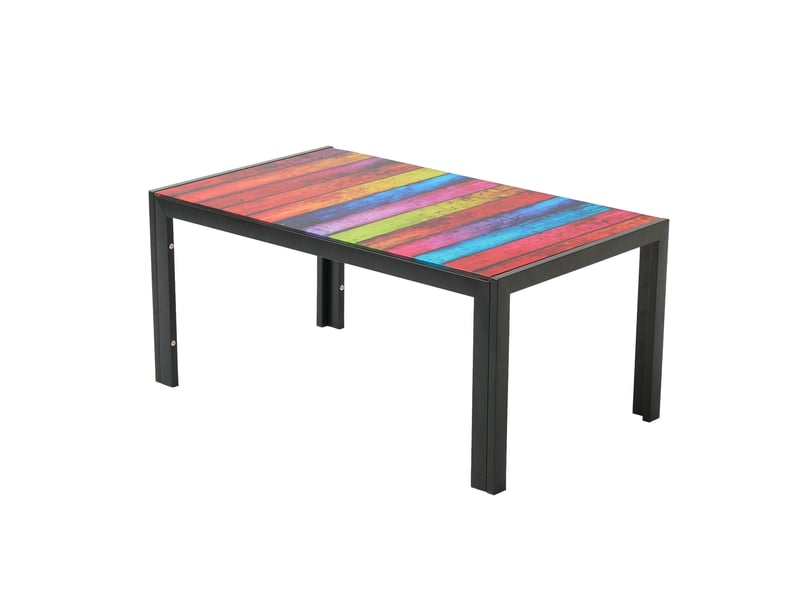  Table basse en verre trempé multicolore 100 x 60 cm, pieds en métal noir, format 45 cm pour le salon  - Conforama A