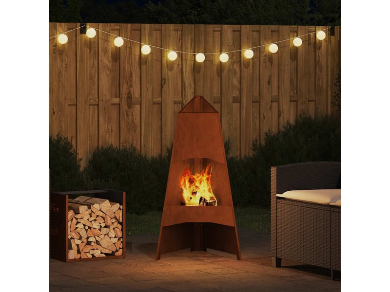 Brasero exterieur, foyer rouillé 50x50x95 cm acier patiné  - Conforama D