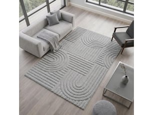 Tapis entrée 60 x 110 cm, motif géométrique en relief, gris, noor