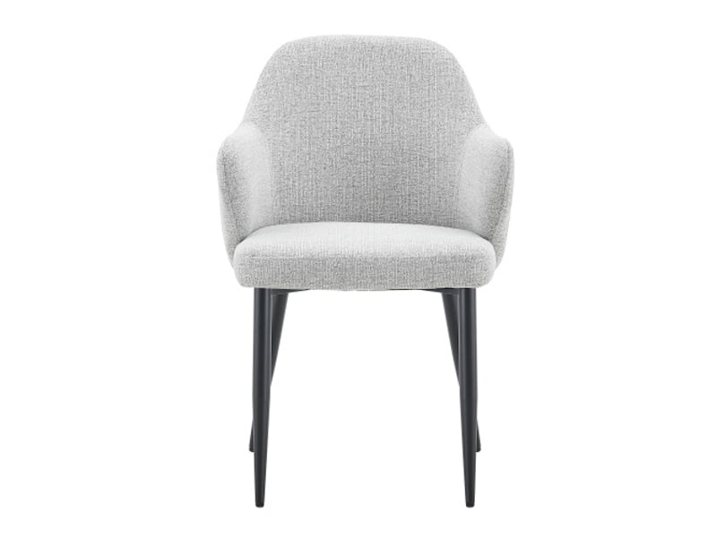 Ensemble de 2 chaises en tissu gris clair – hauteur 83 cm – pieds croisés en métal renforcé – dossier enveloppant - Conforama A