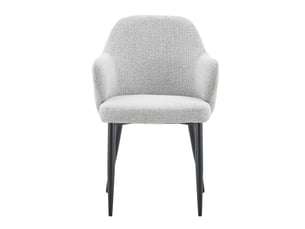 Ensemble de 2 chaises en tissu gris clair – hauteur 83 cm – pieds croisés en métal renforcé – dossier enveloppant