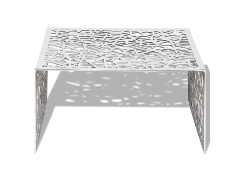 Table basse - table de salon - table à thé argentée design géométrique aluminium  - Conforama C