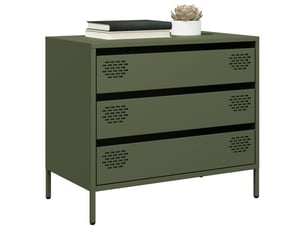 Buffet - bahut - meuble de rangement vert olive 68x39x58,5 cm acier laminé à froid
