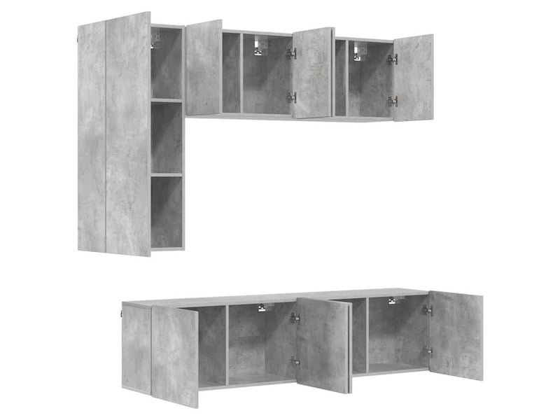  Unités murales tv 5 pcs gris béton bois d'ingénierie shl96804  - Conforama E