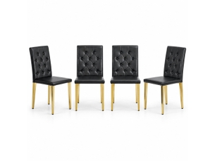 Lot de 4 chaises de salle à manger,42x46x89 cm,similicuir et métal doré,noir
