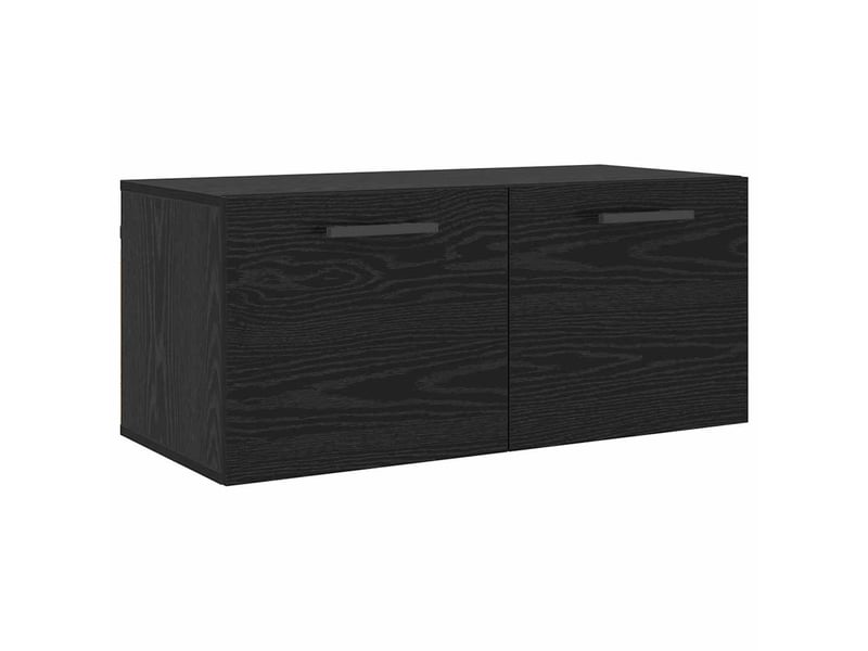 Meuble mural salon 80 x 36.5 x 35 cm bois d'ingénierie chêne noir shl6496  - Conforama A