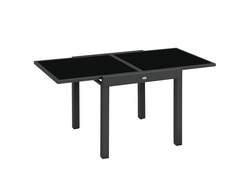  Table de jardin extensible en aluminium et verre trempé gris foncé 160 x 80 x 75 cm  - Conforama A