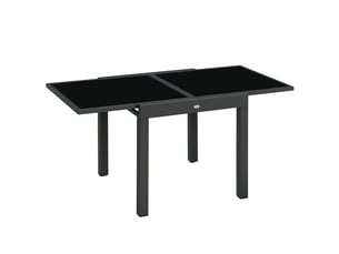 Table de jardin extensible en aluminium et verre trempé gris foncé 160 x 80 x 75 cm