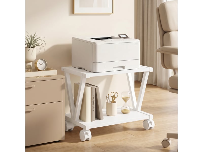  Support pour imprimante à 2 étagères pour bureau et maison, blanc  - Conforama C